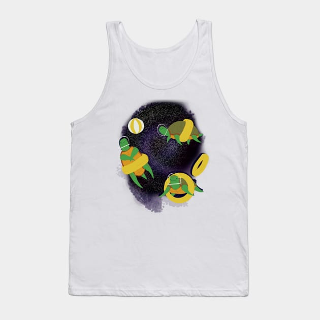 Turtles Summer Space Swimming Vortex Tank Top by GhoneamArt